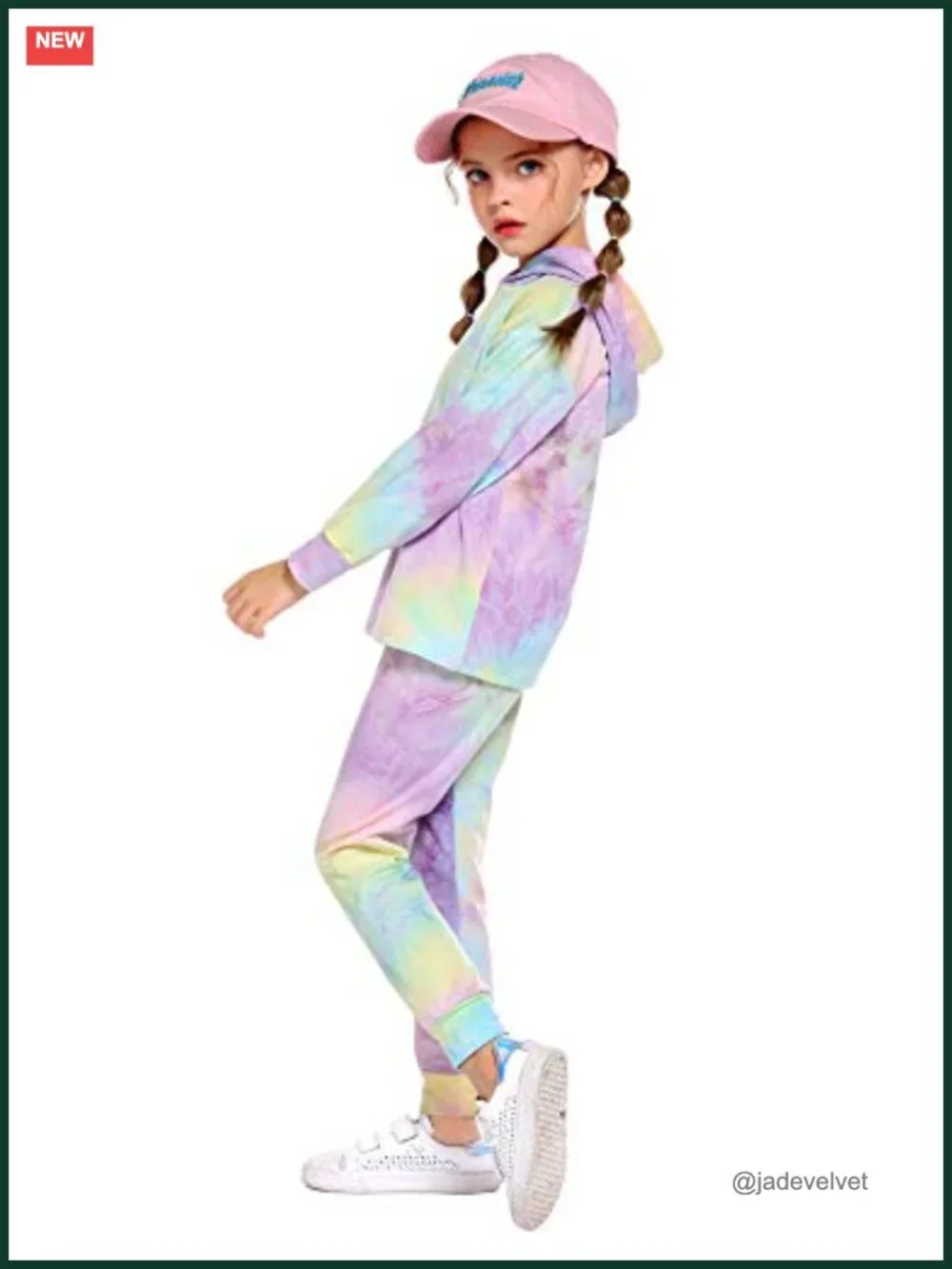 Girls Tie-Dye 2-Piece Hooded Sweatshirt Set Sweatsuit